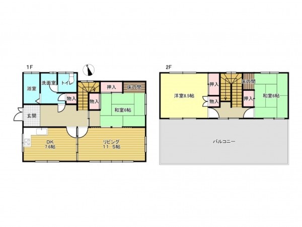 阪南市下出、中古一戸建ての間取り画像です