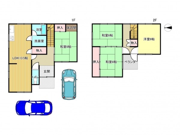 泉南市新家、中古一戸建ての間取り画像です