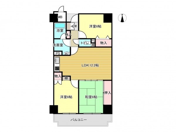 泉南市信達大苗代、マンションの間取り画像です