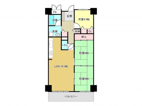 泉南市新家、マンションの間取り画像です