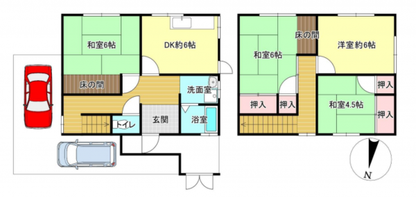 泉南市新家、中古一戸建ての間取り画像です