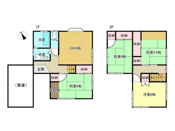 阪南市箱作、中古一戸建ての間取り画像です