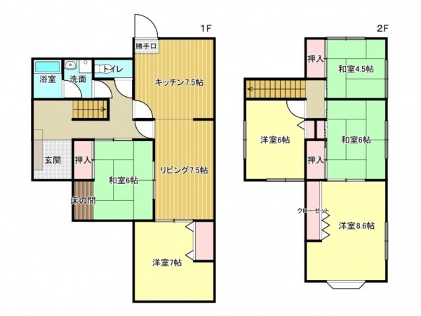 泉南市新家、中古一戸建ての間取り画像です