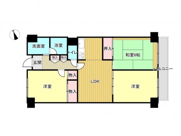 泉南市信達市場、マンションの間取り画像です