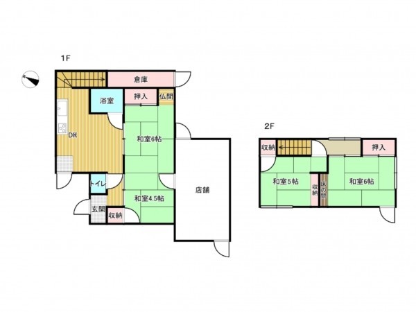 阪南市舞、収益物件/店舗付住宅の間取り画像です