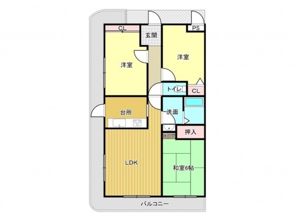 泉南市新家、マンションの間取り画像です