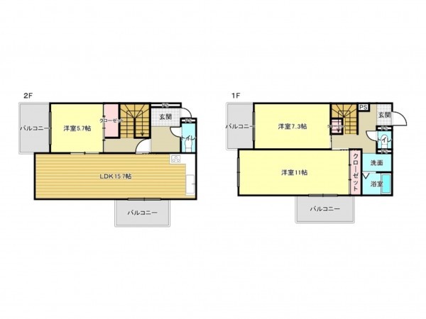 泉南市信達大苗代、マンションの間取り画像です
