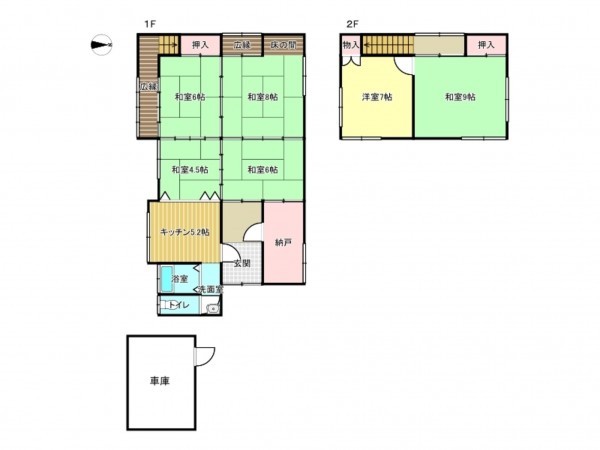 阪南市自然田、中古一戸建ての間取り画像です
