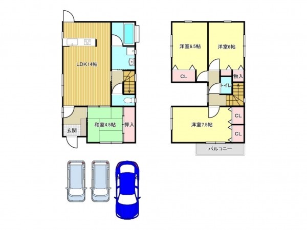 泉南市岡田、中古一戸建ての間取り画像です