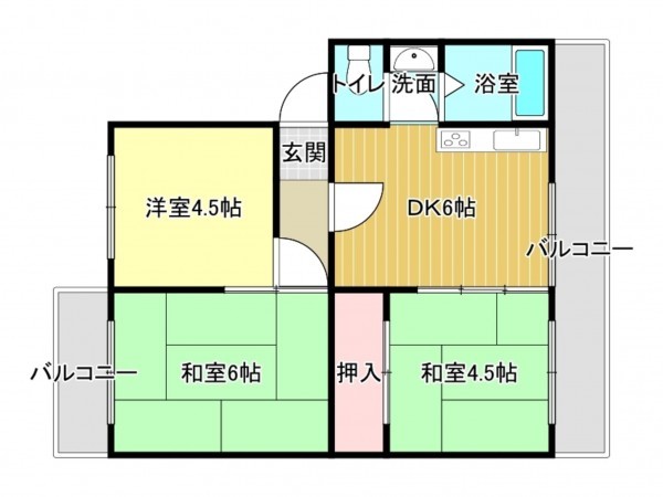 阪南市貝掛、マンションの間取り画像です