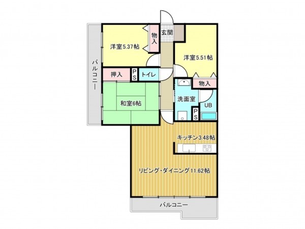 泉南郡岬町淡輪、マンションの間取り画像です