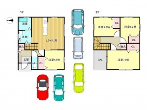 泉南郡岬町淡輪、中古一戸建ての間取り画像です