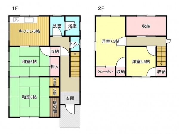 阪南市箱作、中古一戸建ての間取り画像です