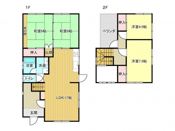 阪南市箱の浦、中古一戸建ての間取り画像です