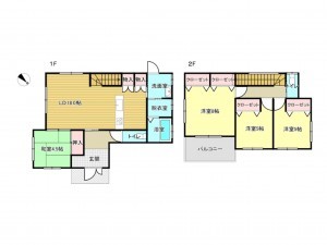 泉南市樽井、中古一戸建ての間取り画像です