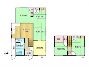 阪南市舞、中古一戸建ての間取り画像です