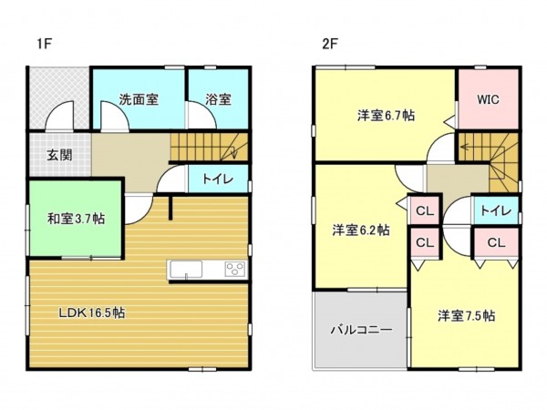 泉南市鳴滝、新築一戸建ての間取り画像です