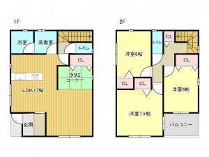 泉南市鳴滝、新築一戸建ての間取り画像です