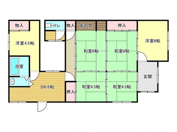 阪南市山中渓、中古一戸建ての間取り画像です