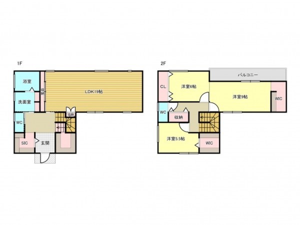 泉南市信達大苗代、新築一戸建ての間取り画像です