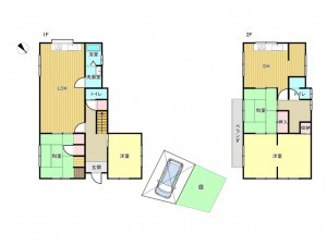 阪南市山中渓、中古一戸建ての間取り画像です