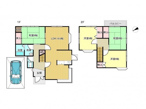阪南市さつき台、中古一戸建ての間取り画像です