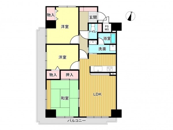泉南市樽井、マンションの間取り画像です