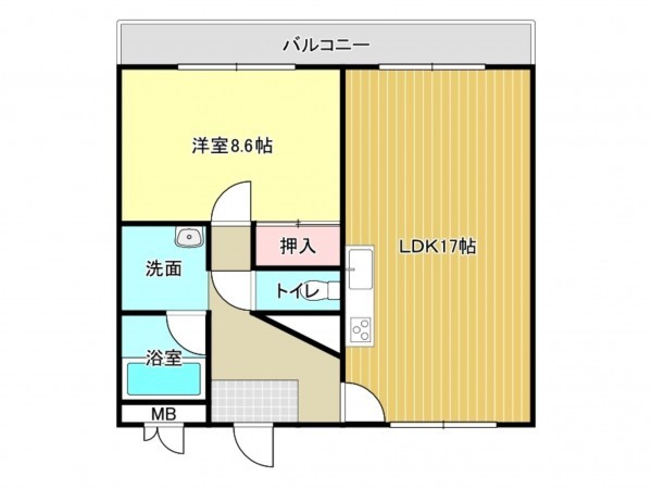 阪南市下出、マンションの間取り画像です