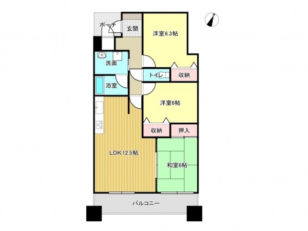 泉南市信達市場、マンションの間取り画像です