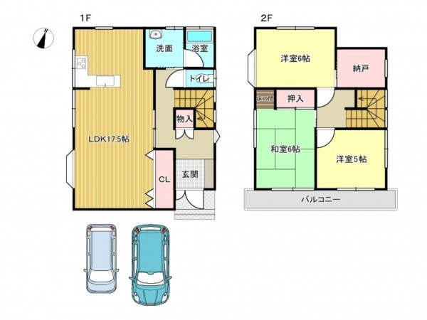泉南市男里、中古一戸建ての間取り画像です