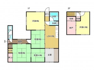 泉南市樽井、中古一戸建ての間取り画像です