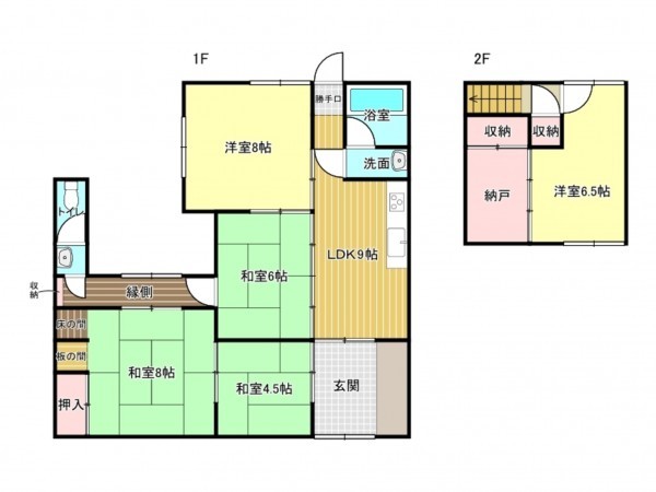 泉南市樽井、中古一戸建ての間取り画像です