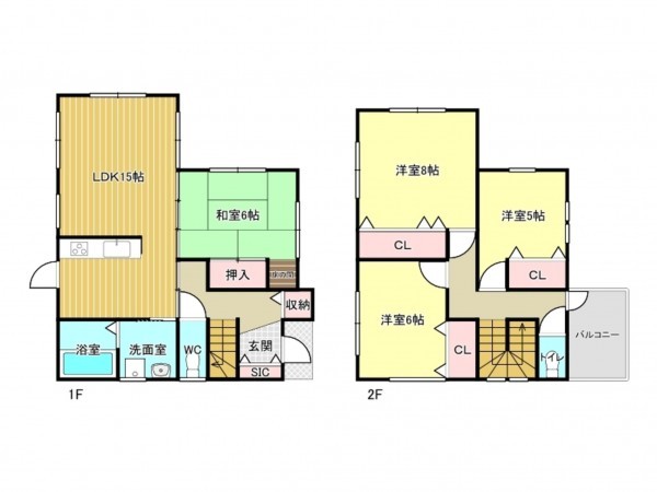 阪南市鳥取中、中古一戸建ての間取り画像です