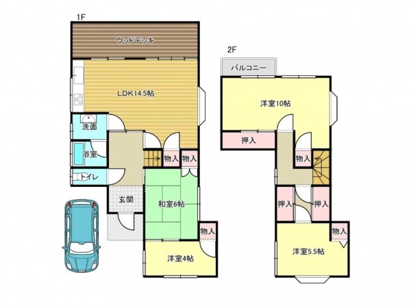阪南市箱作、中古一戸建ての間取り画像です
