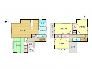泉南市男里、中古一戸建ての間取り画像です