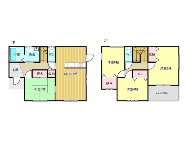阪南市さつき台、中古一戸建ての間取り画像です