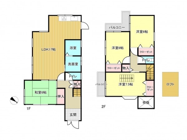 泉南市樽井、中古一戸建ての間取り画像です