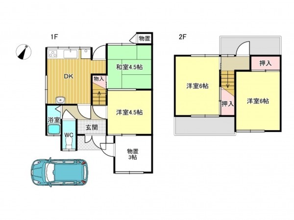 泉南市男里、中古一戸建ての間取り画像です