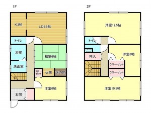 阪南市桃の木台、中古一戸建ての間取り画像です