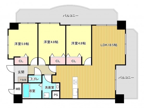 泉南市新家、マンションの間取り画像です