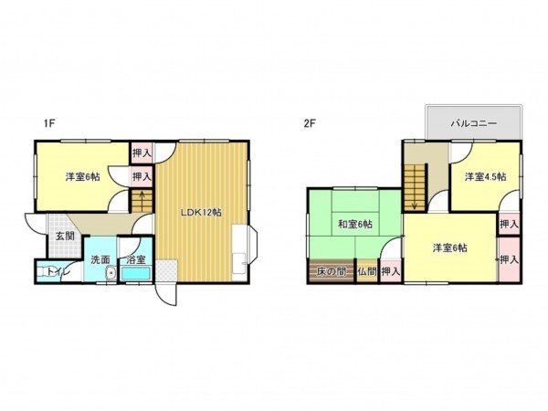泉南市信達大苗代、中古一戸建ての間取り画像です