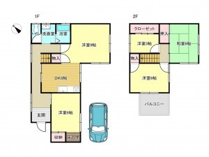 泉南郡岬町淡輪、中古一戸建ての間取り画像です