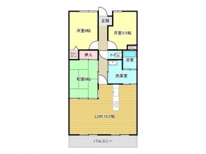 泉南市男里、マンションの間取り画像です