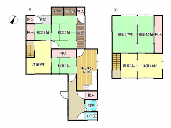 泉南郡岬町多奈川小島、中古一戸建ての間取り画像です