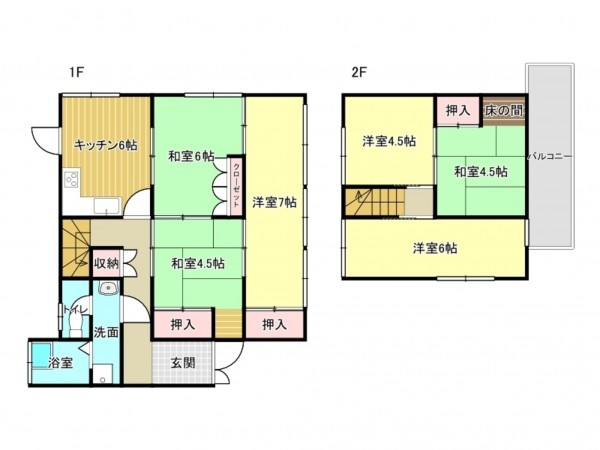 泉南市信達市場、中古一戸建ての間取り画像です
