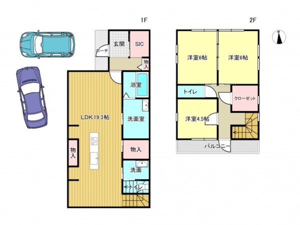 泉南市信達市場、中古一戸建ての間取り画像です