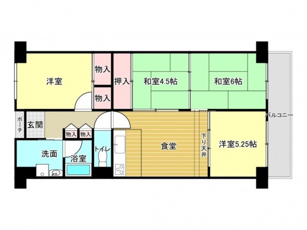 泉南市信達市場、マンションの間取り画像です