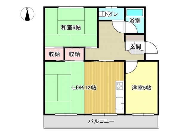 泉南市男里、マンションの間取り画像です