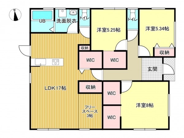 阪南市鳥取中、新築一戸建ての間取り画像です