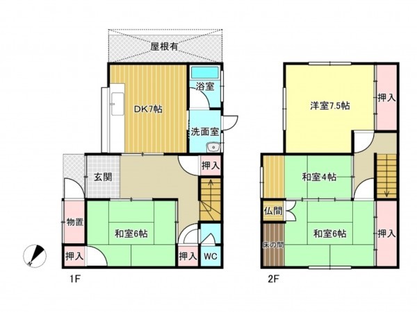 泉南市岡田、中古一戸建ての間取り画像です